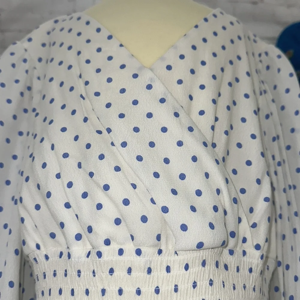 GB Girls BlueIvy polka dot long‎ sleeve chiffon dress double lined girls m 8/10